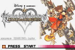 Kingdom Hearts Chain of Memories title screen for GameBoy Advance